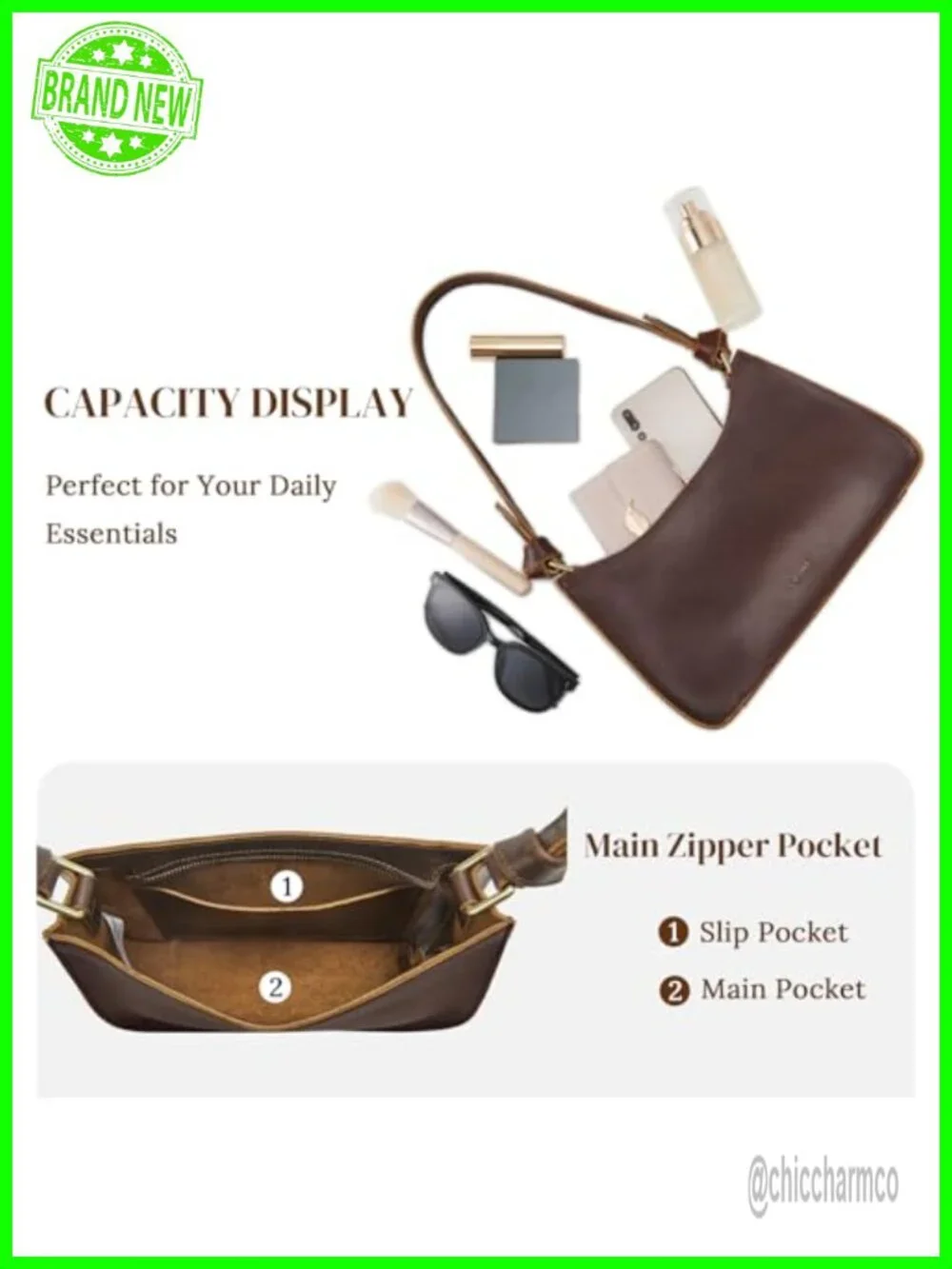 Genuine Leather Hobo Bag Small Shoulder Purse for Women